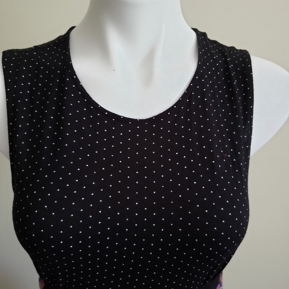 Free People Black Dot Sleeveless Dress Knit Waist - Picture 3 of 10